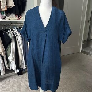 Faherty blue linen dress